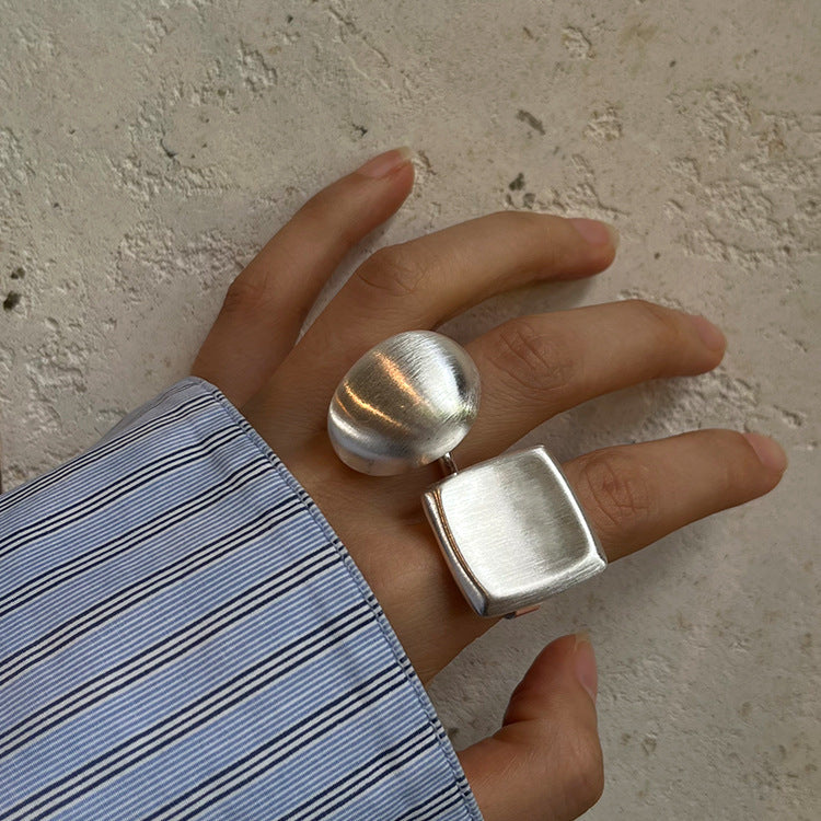 Emaline Brushed Geometric Open Ring [E5Z574JW]