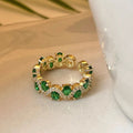 Emerald Teardrop Open Ring [G90OG20N]