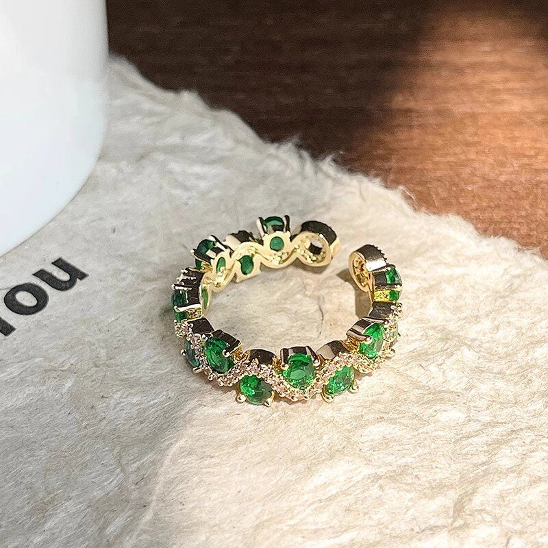 Emerald Teardrop Open Ring [7260ONJK]