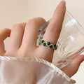 Emerald Teardrop Open Ring [1O7Q6P3J]