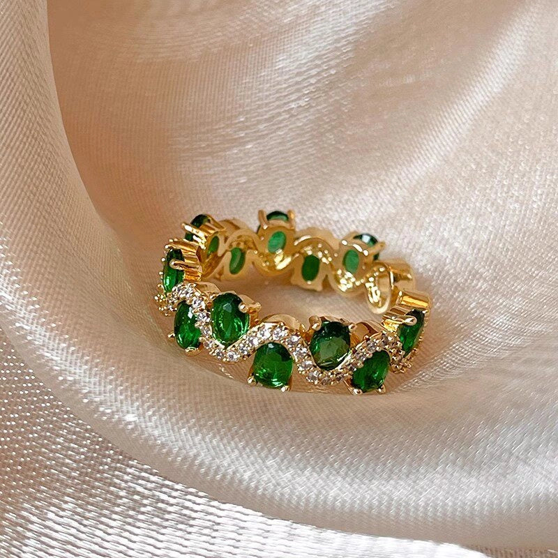 Emerald Teardrop Open Ring [D1IBVCYZ]