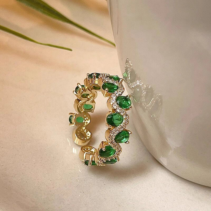 Emerald Teardrop Open Ring [H3KLDHAH]