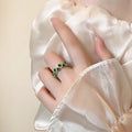 Emerald Teardrop Open Ring [NLWQOV2L]
