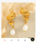 Emmarie Gold Pearl Drop Earrings [AHEXX274]