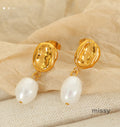 Emmarie Gold Pearl Drop Earrings [0W1U48VY]