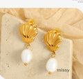 Emmarie Gold Pearl Drop Earrings [5TZ03EDK]