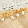 Emmarie Gold Pearl Drop Earrings [L3UDD2E5]