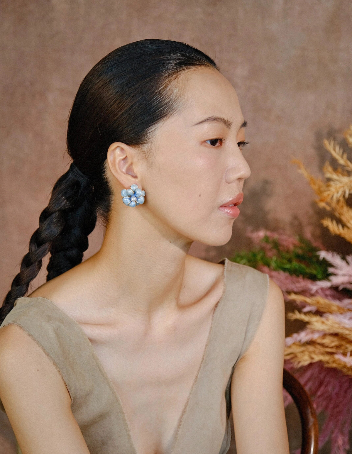 Enamel Flower Pearl Earrings [ZMAZP2QL]