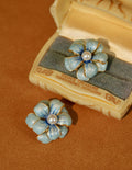 Enamel Flower Pearl Earrings [0FPR7723]