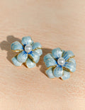 Enamel Flower Pearl Earrings [I0C5KE2G]