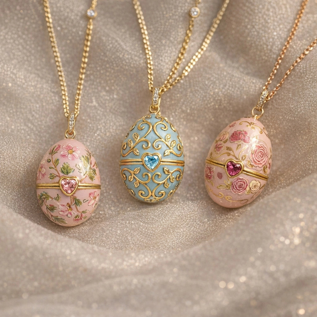 Enameled Egg Pendant Necklace [YK891KTF]