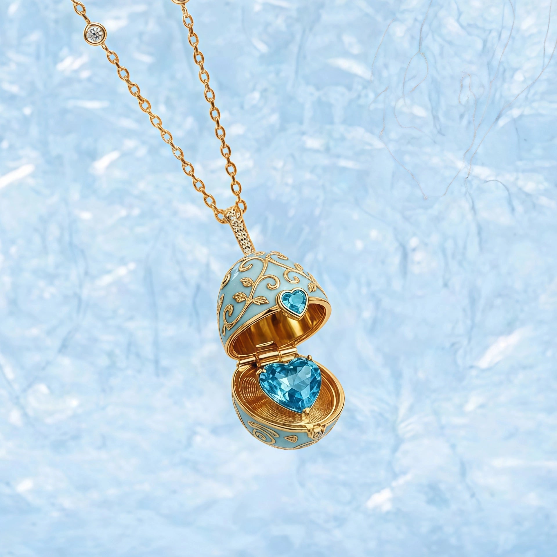 Enameled Egg Pendant Necklace