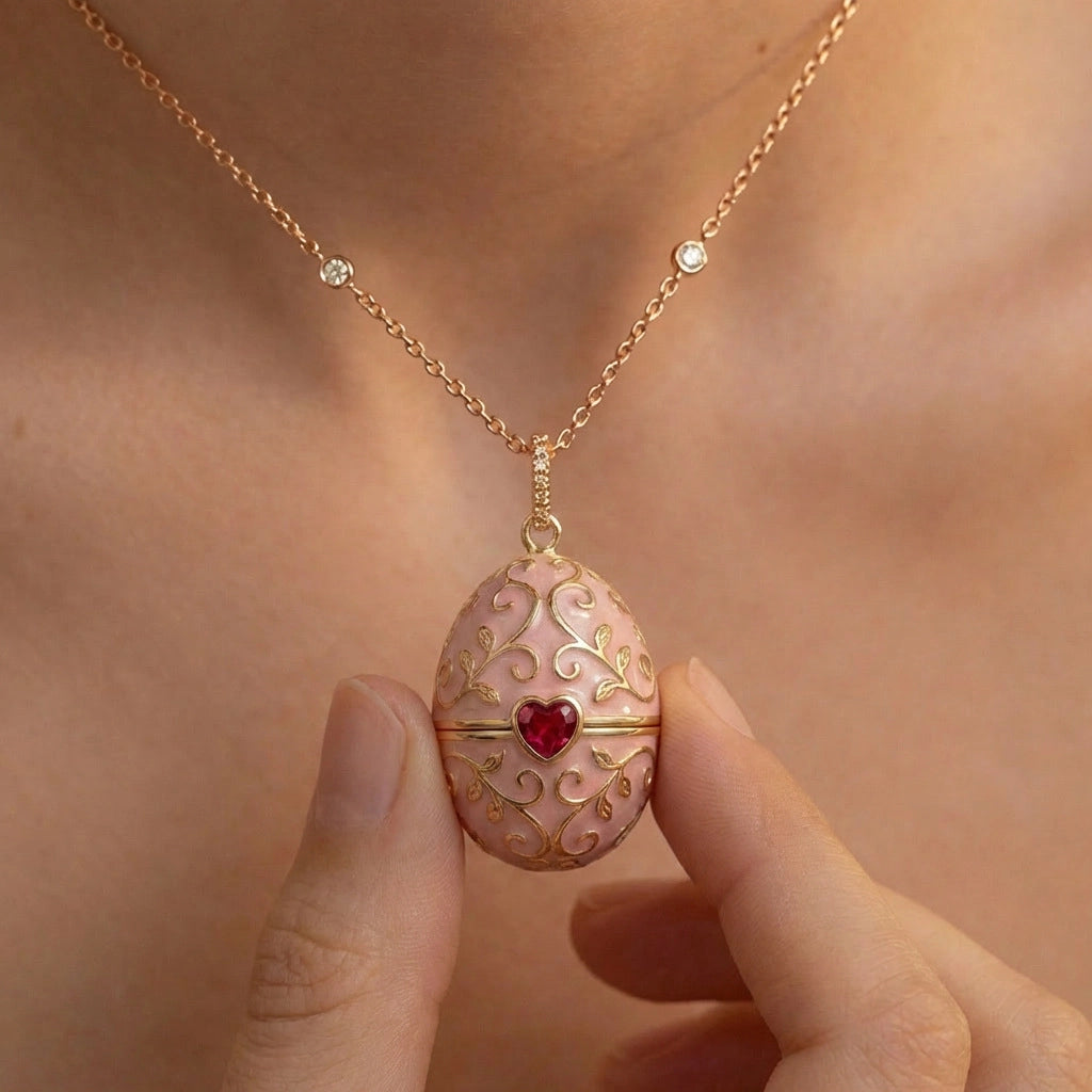 Enameled Egg Pendant Necklace [47BOQN54]