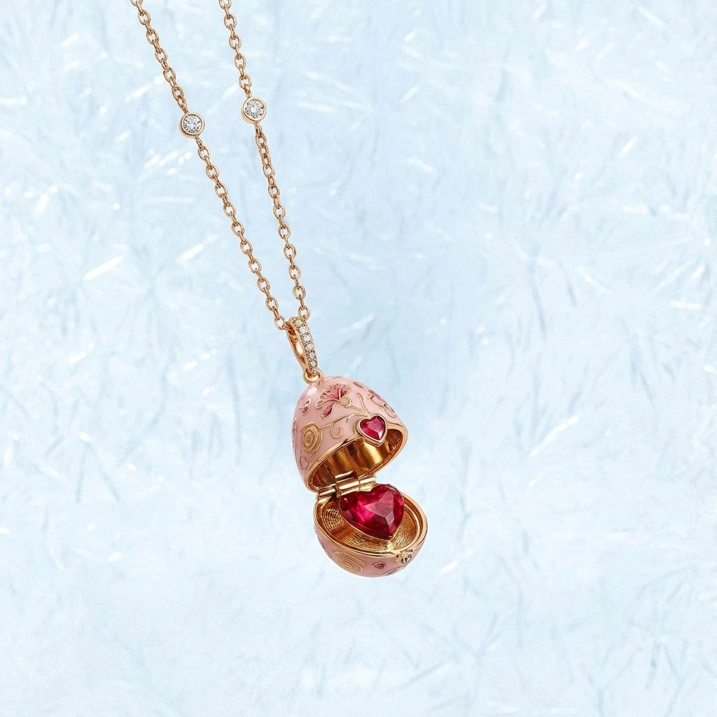 Enameled Egg Pendant Necklace [H2DN6GGV]