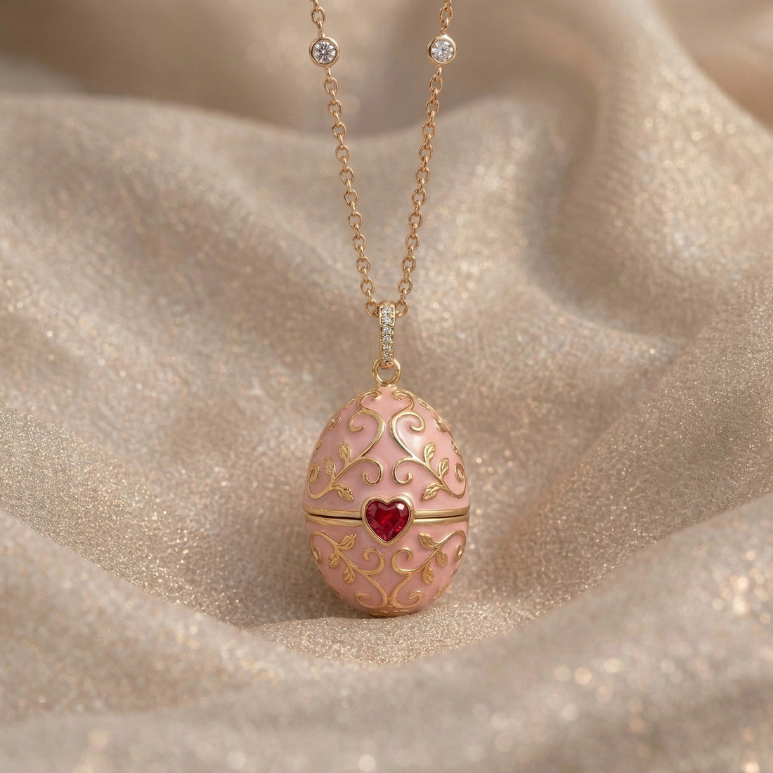 Enameled Egg Pendant Necklace [ITPQ2NMD]