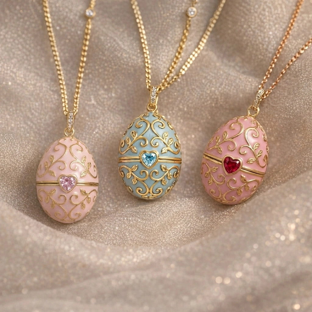 Enameled Egg Pendant Necklace [ITPQ2NMD]