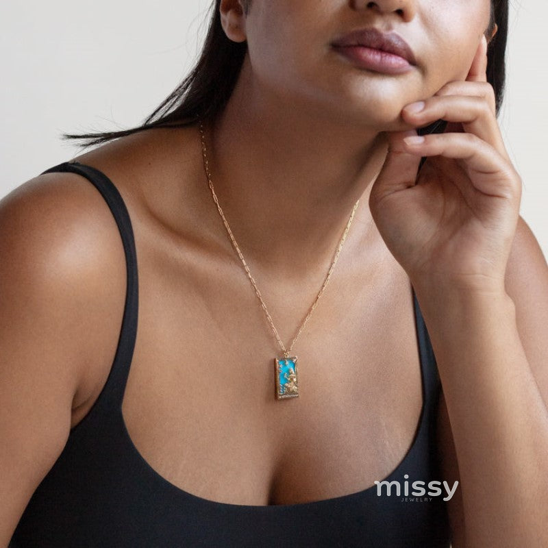 Erynn Gold-Plated Tarot Necklace [LI3CR771]
