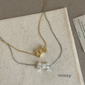 Ethel Layered Bow Pearl Necklace [BW0IZCJG]