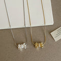 Ethel Layered Bow Pearl Necklace [PGBE36YZ]