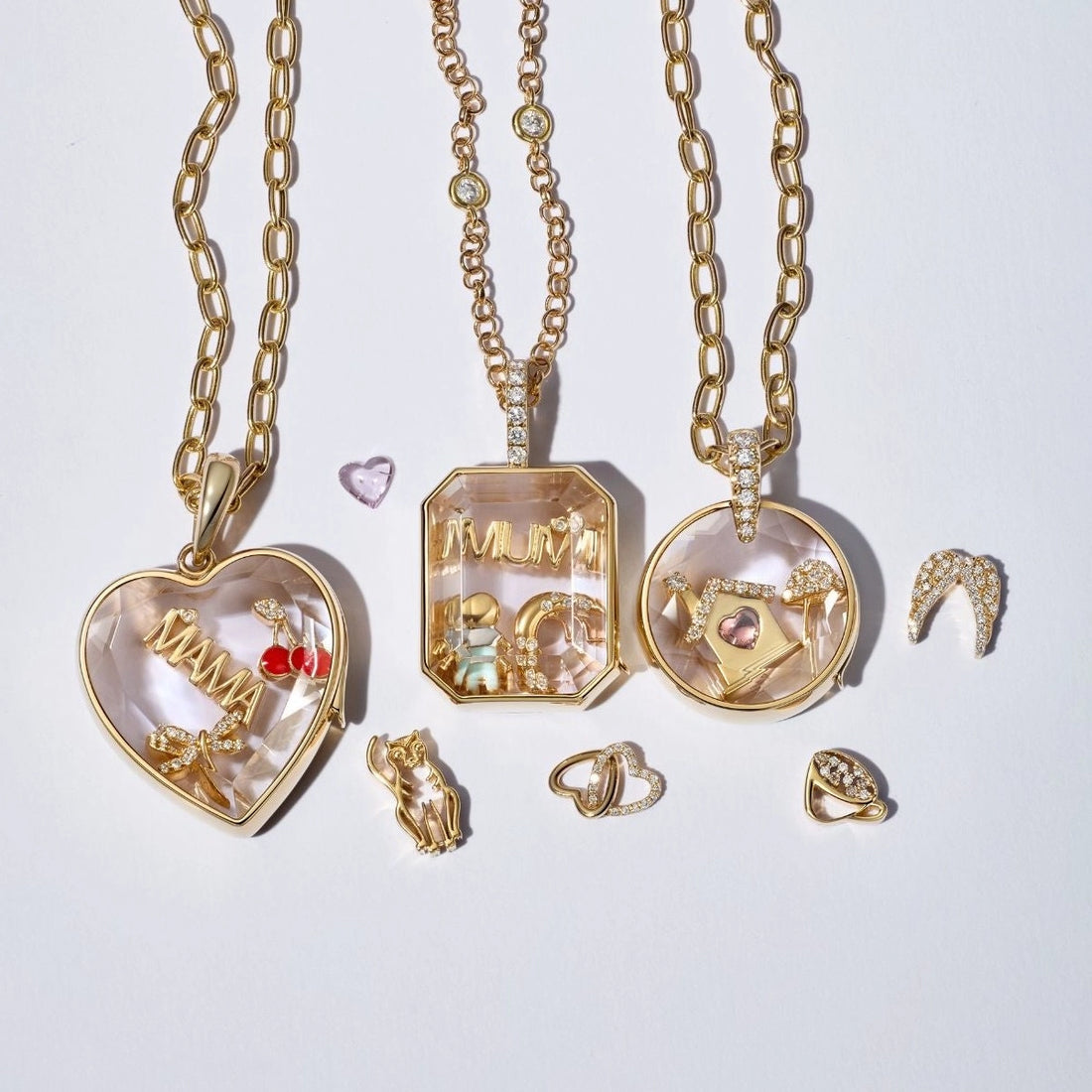 Floating Charm Locket Necklace [38B18P21]