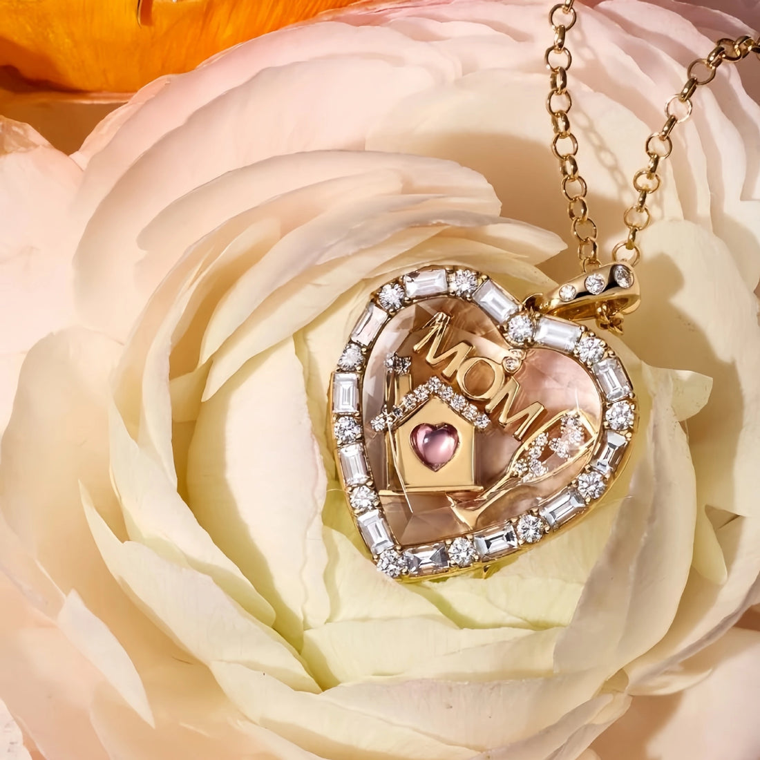 Floating Flower Locket Necklace [AB6Z3NB1]
