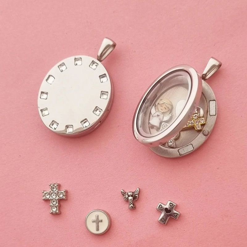 Floating Glass Locket Pendant Necklace [5TKLGP1M]