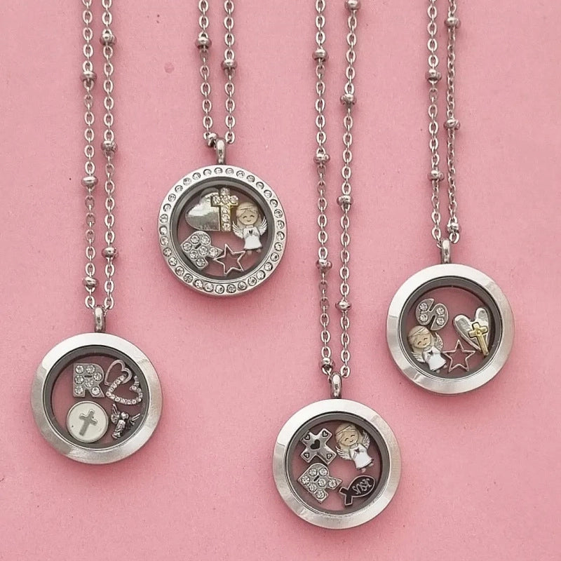 Floating Glass Locket Pendant Necklace [MQANOWA6]