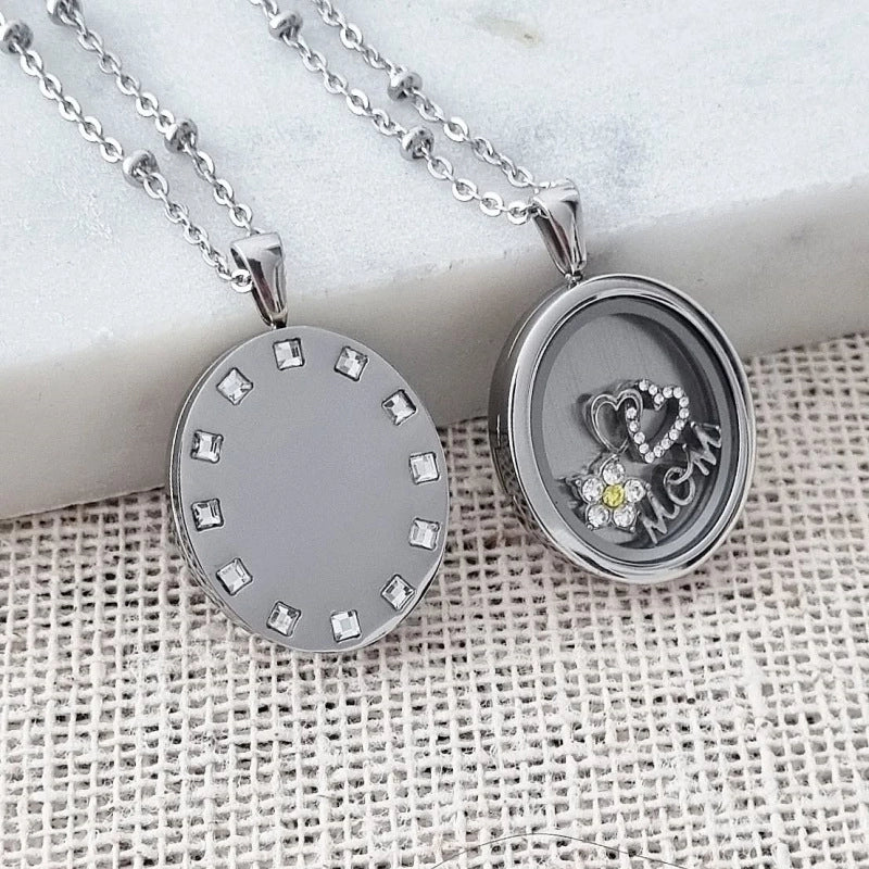 Floating Glass Locket Pendant Necklace [L0DP4BW5]