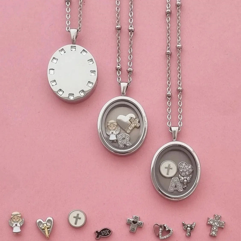 Floating Glass Locket Pendant Necklace [MQANOWA6]