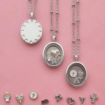 Floating Glass Locket Pendant Necklace [MQANOWA6]