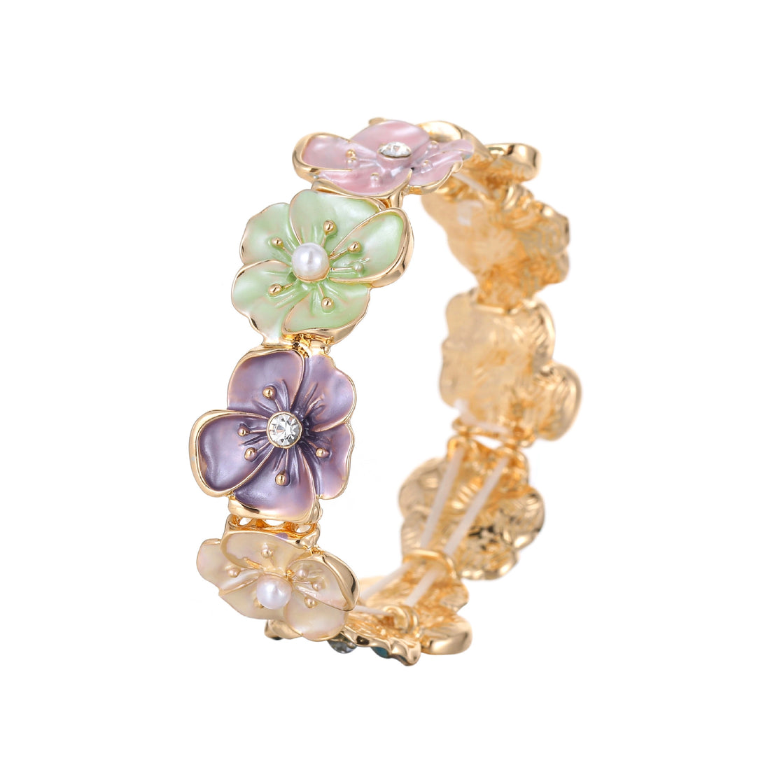 Floral Enamel Stretch Bracelet [3ND6I8NT]