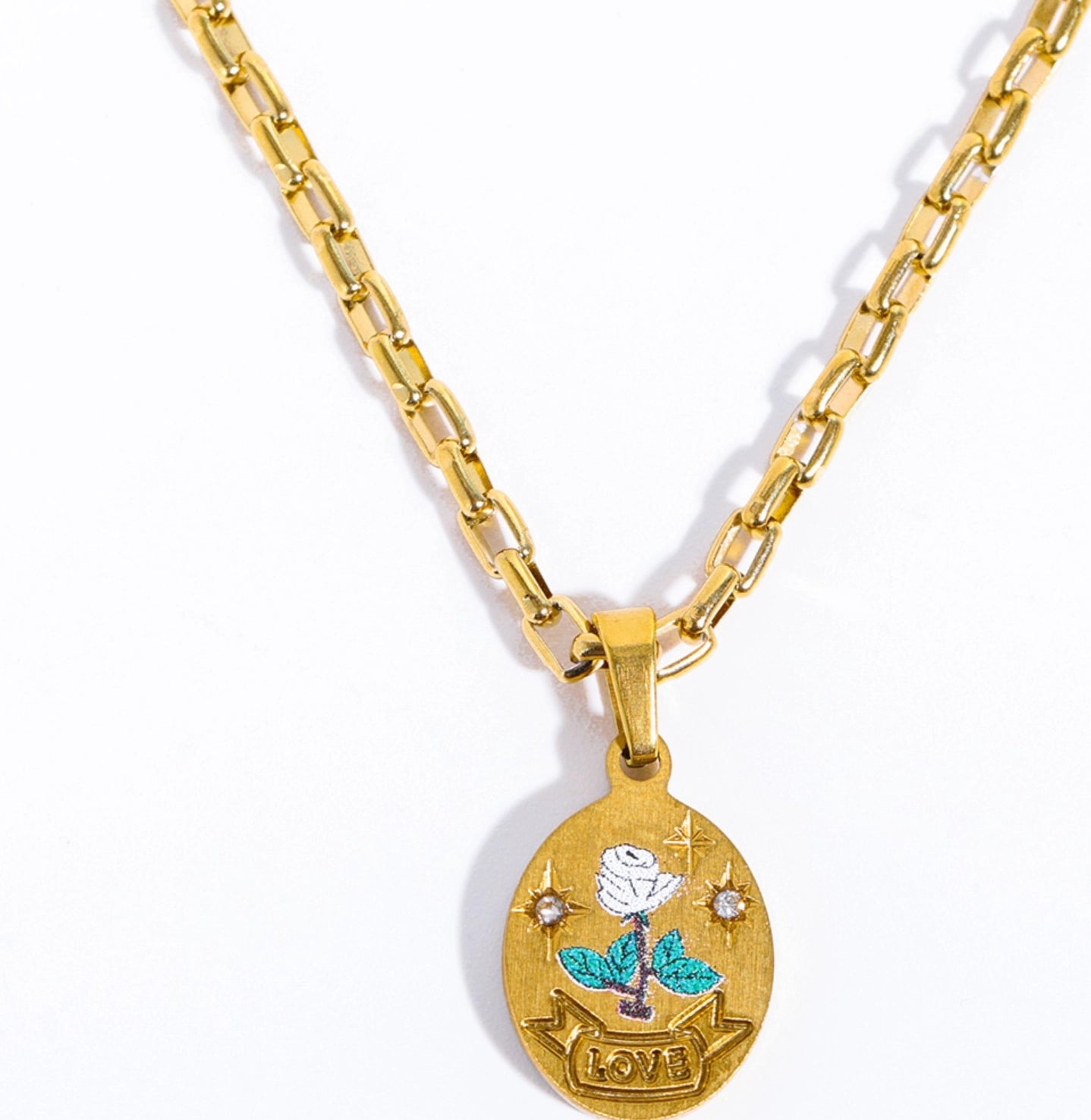 Floral Locket Pendant Necklace [420VF90G]