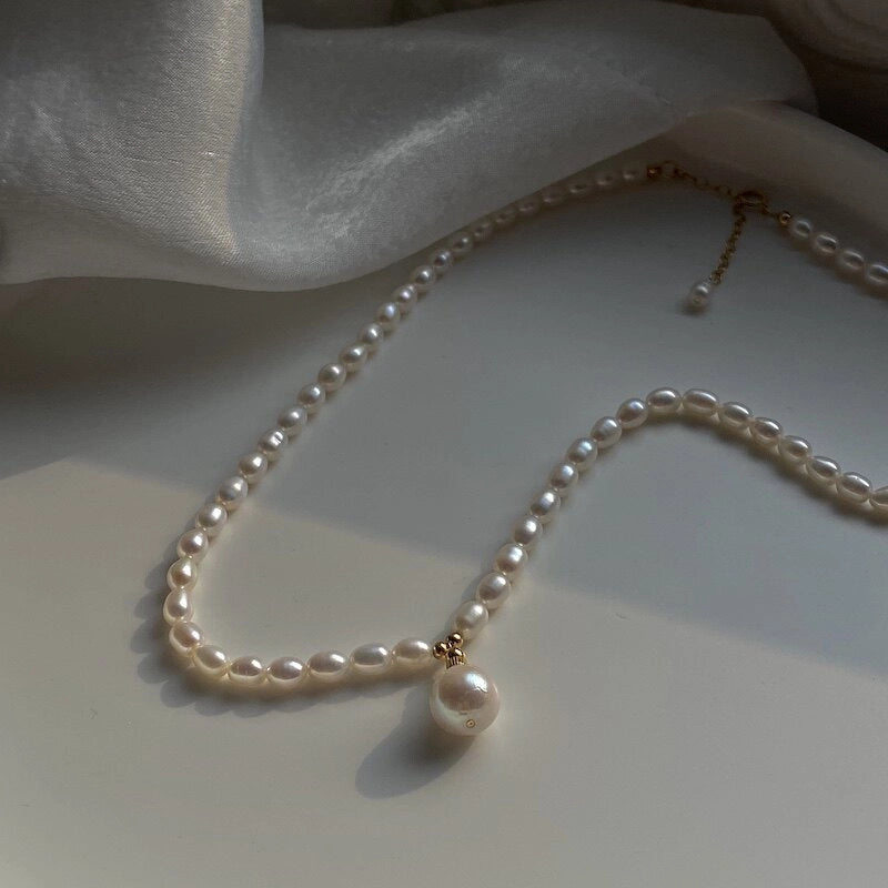 Freshwater Pearl Sterling Silver Necklace [DRW90EKV]