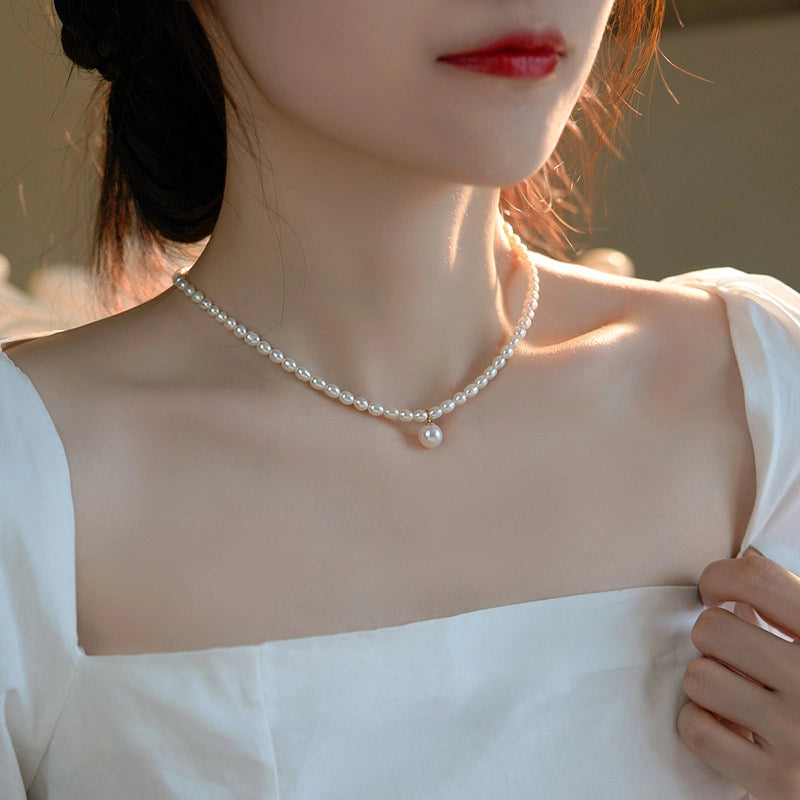 Freshwater Pearl Sterling Silver Necklace [OB1QAU0I]