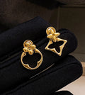 Geometric Asymmetrical Gold Drop Earrings [CA73KP19]