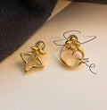Geometric Asymmetrical Gold Drop Earrings [1GFAZHA4]