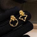 Geometric Asymmetrical Gold Drop Earrings [G9H5Y0HC]