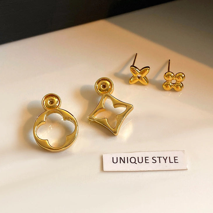 Geometric Asymmetrical Gold Drop Earrings [Q2OCUFYS]