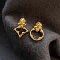 Geometric Asymmetrical Gold Drop Earrings [AU2KAK7R]