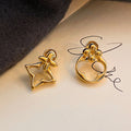 Geometric Asymmetrical Gold Drop Earrings [WME0PZTM]