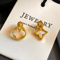 Geometric Asymmetrical Gold Drop Earrings [8T5RMNMF]