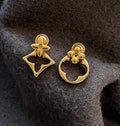 Geometric Asymmetrical Gold Drop Earrings [294L3XNO]