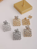 Geometric Hollow Square Stud Earrings [LKZCHMPC]