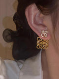 Geometric Hollow Square Stud Earrings [7CAOL9V7]