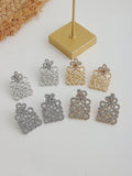 Geometric Hollow Square Stud Earrings [XYUNPO1J]