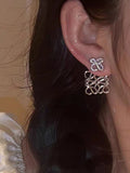 Geometric Hollow Square Stud Earrings [C34D6R32]