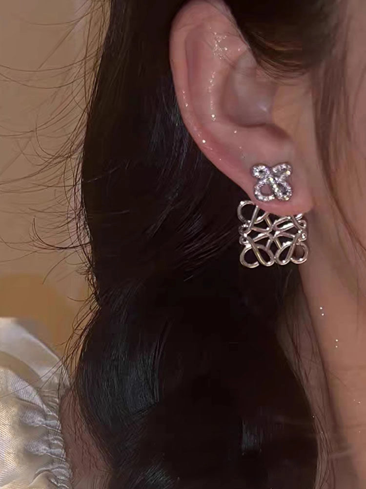 Geometric Hollow Square Stud Earrings [C34D6R32]