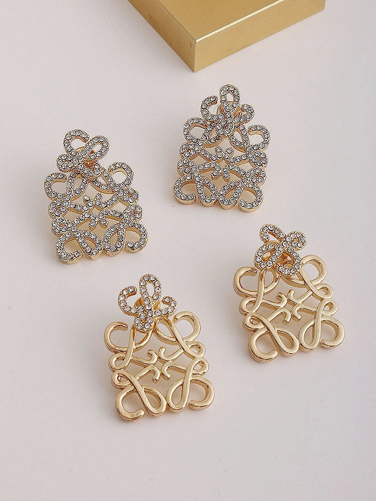 Geometric Hollow Square Stud Earrings [7T5ML64G]