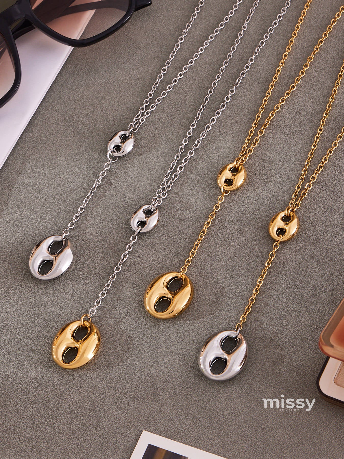 Geovanna Oval Link Y-Chain Necklace [FT1740SB]