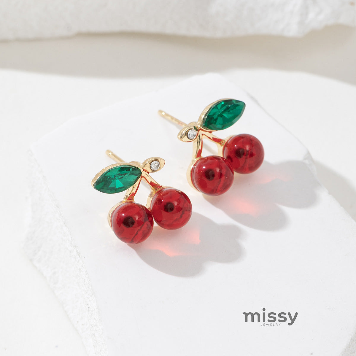 Gertrude Sparkling Cherry Earrings [2G5VDMPL]